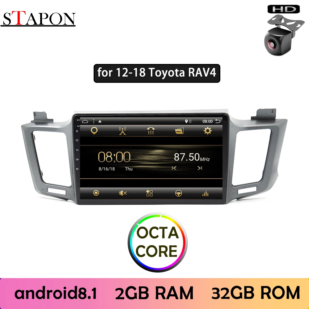 STAPON 10 дюймов для Toyota rav4 2012 18 Android 8 1 2GBRAM Восьмиядерный автомобильный DVD MP5