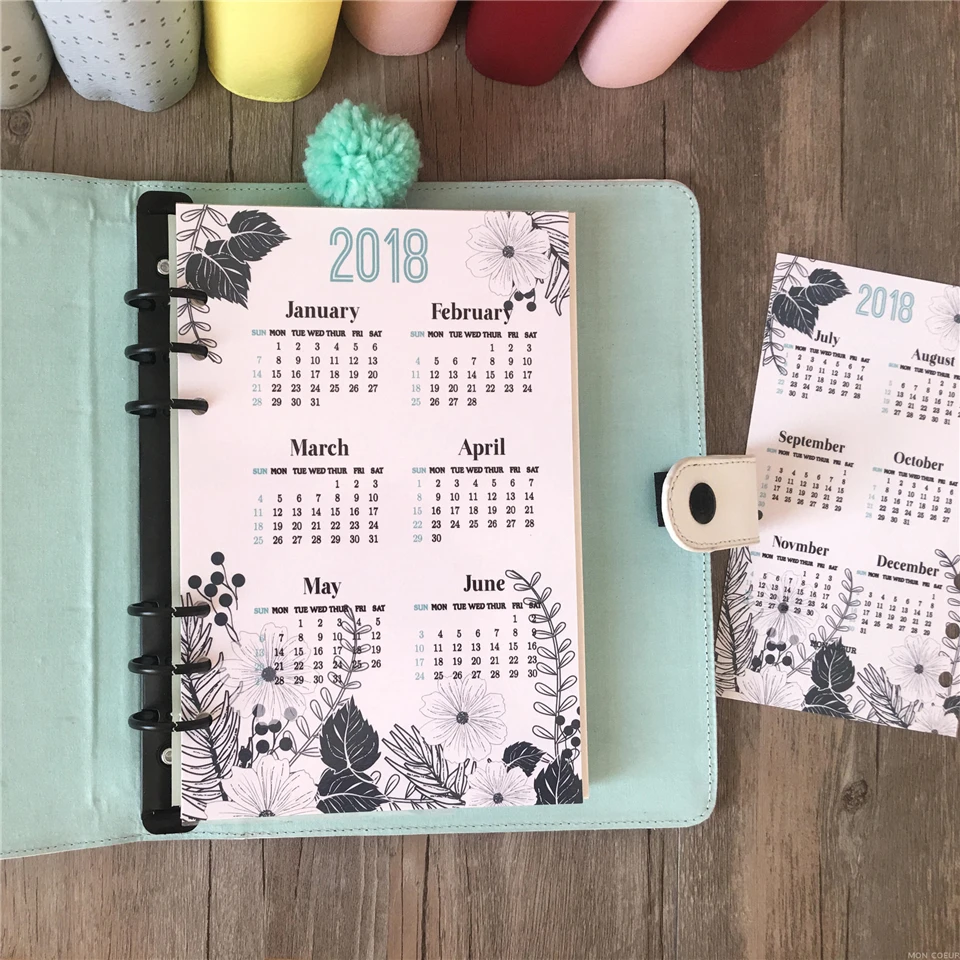 2018 записная книжка календарь A5 A6 PP делителя dokibook планировщик организатор 6