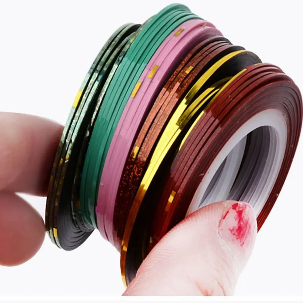 100 рулонов полосатая лента линия для дизайна ногтей наклейки инструменты фольга