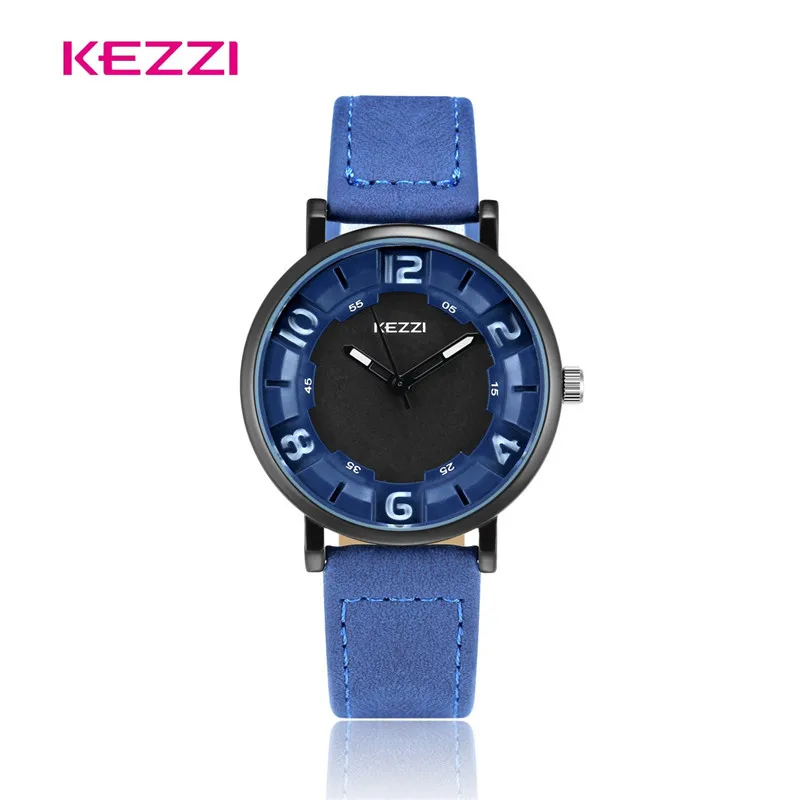 KEZZI Men Watch 2018 Black Leather Round Waterproof Quartz Wrist Best Gift For Zegarek Relogio Masculino De Luxo | Наручные часы