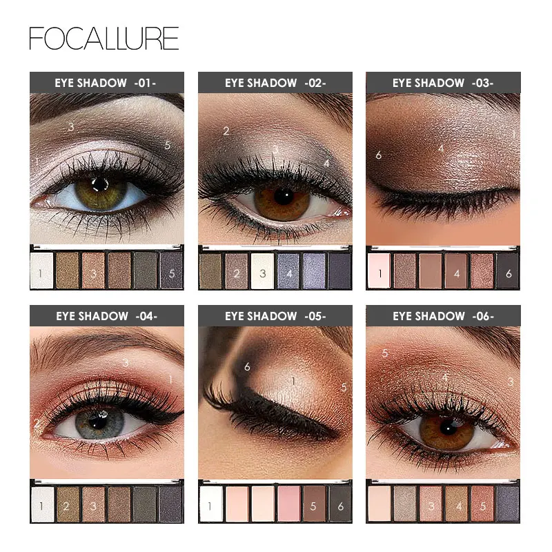 FOCALLURE новые профессиональные 6 цветов Тени для век макияж набор водостойкие