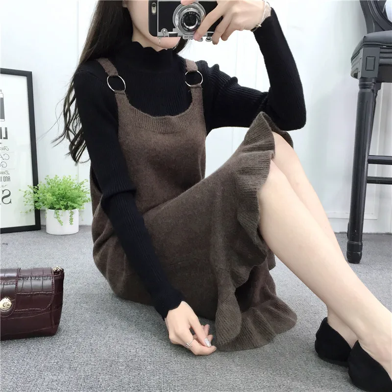 Женское трикотажное платье жилет длинное свитер в Корейском стиле|dress sweater|fashion