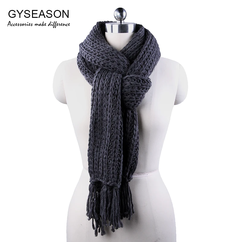 

Winter Scarf For Men/Women Acrylic Knitted Long Tassel Grey Thick Warm Soft Unisex Scarf Female Echarpe Lady Scarf Male Muffler