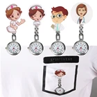 Милый прозрачный белый циферблат с арабскими цифрами, Подвесные часы для мужчин и женщин, мультфильм докторузор с изображением сиделки, практичный зажим из нержавеющей стали