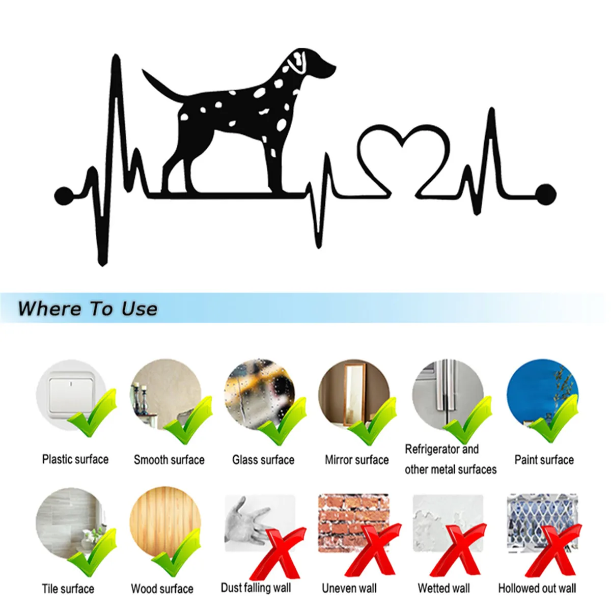 Dalmatian Heartbeat Dog Car Stickers Wall Home Glass Window Door Laptop Auto Truck Bumper Van Vinyl Decal | Автомобили и