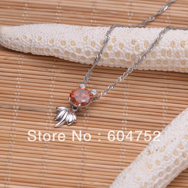 Wholesale &amp Retail for Real 925 Sterling Silver Orange Spinel Fish Pendant 100% silver Top Quality!! (I0389) | Украшения и