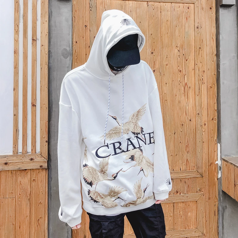 Japanese Street Cotton Oversize Letters Embroidery Sweatshirts Hip-hop Style Swag Tyga Hoodie Autumn Winter Hoodies US Size S-XL |