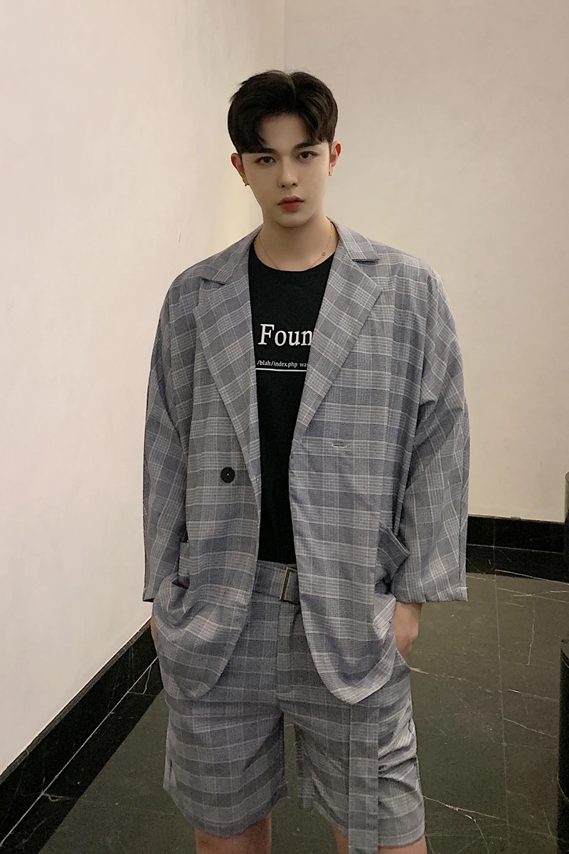 Traje Novio Hombre 2019 клетчатые комплекты из 2 предметов короткие пантолоновые брюки