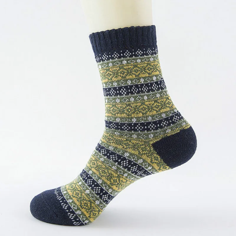 Зимние толстые теплые шерстяные носки в полоску Повседневные Calcetines Hombre Деловые