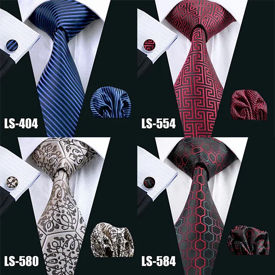 LS-822, мужской галстук, черный, Пейсли, шелк, классический, Barry. Wang, галстук, Hanky, запонки, набор для мужчин, официальный, Свадебный, для вечеринки, для жениха