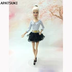 Черно-белое кружевное мини-платье в горошек, платье-пачка для кукол Барби, для шарнирного кукольного домика 16, аксессуары для кукол