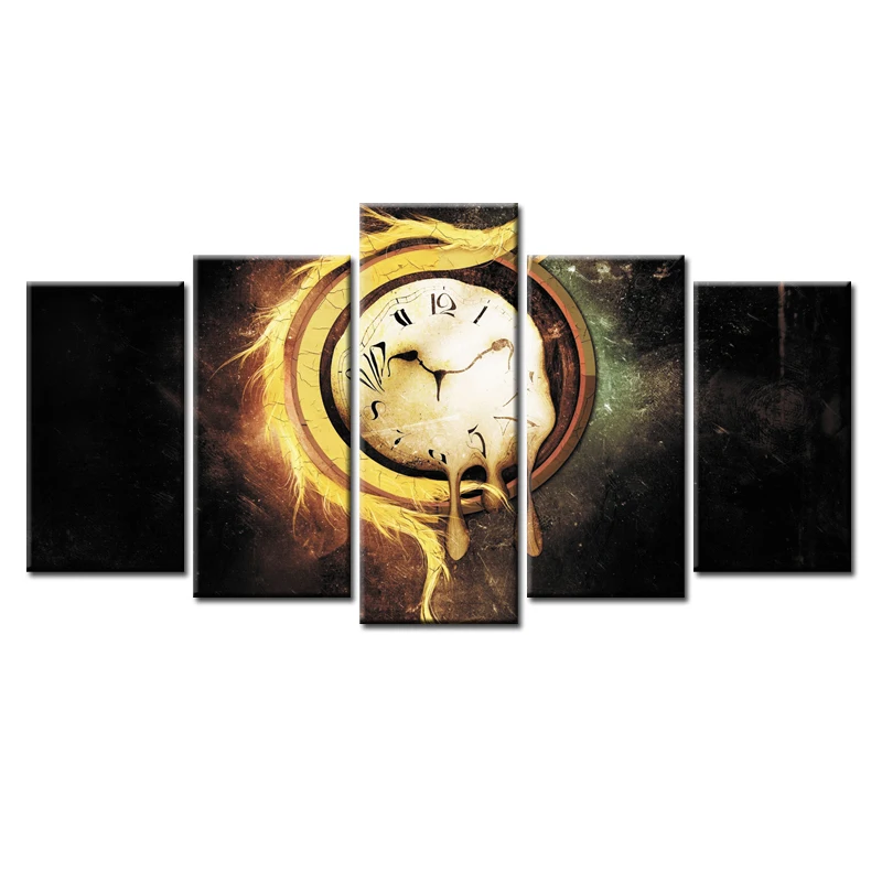

Wholesale 5 Pieces/set Abstract time poster Canvas Painting for living room Decoration Print Canvas Pictures Framed