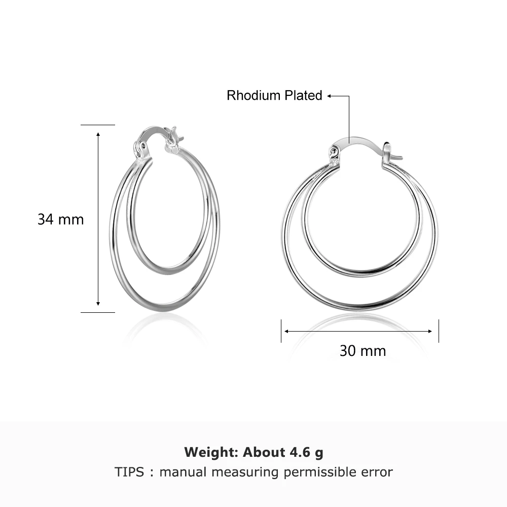 Женские серьги кольца с двойным кольцом большие круглые в стиле панк серебряные