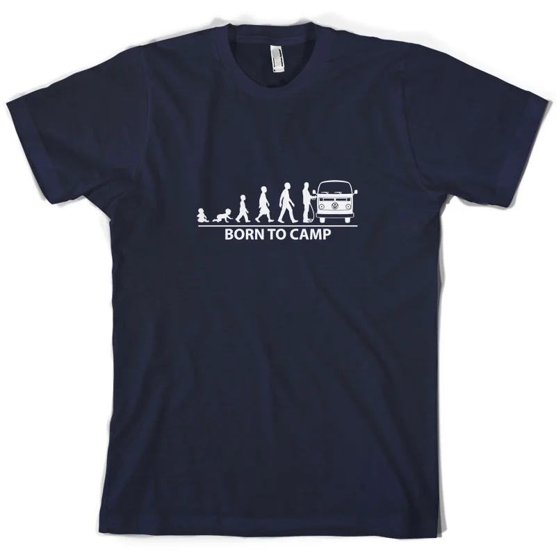 Born To Camp (Bay Window) Мужская футболка Camper Van Bus Новые футболки Забавные топы унисекс