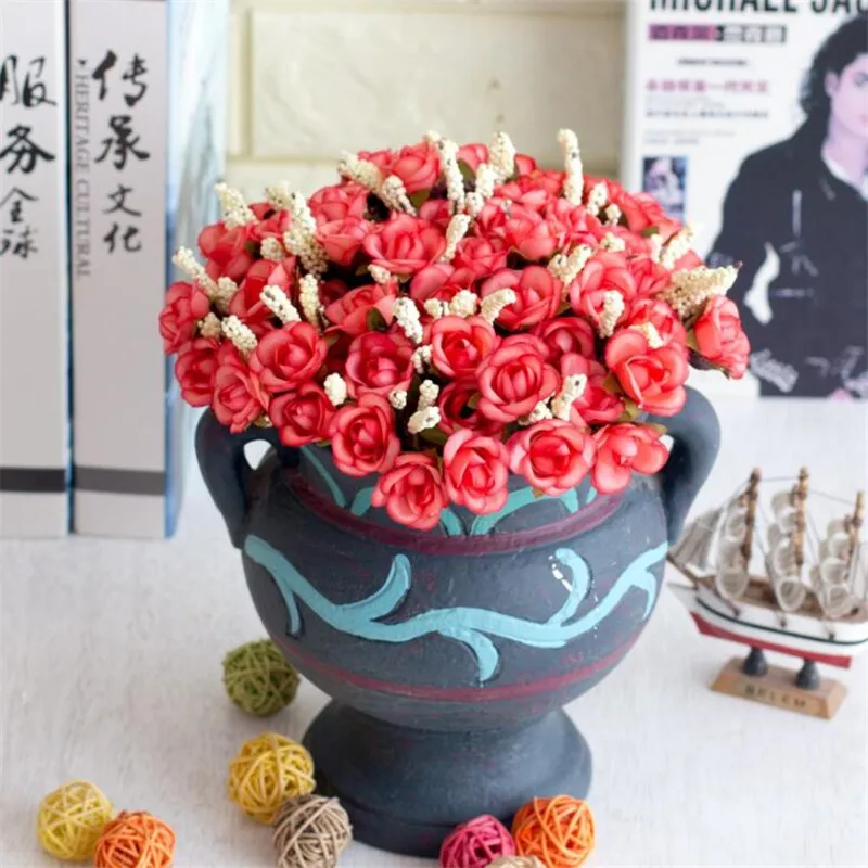 Поддельные осень букет роз (5 стеблей долларов США/шт) Моделирование розы с фрукт