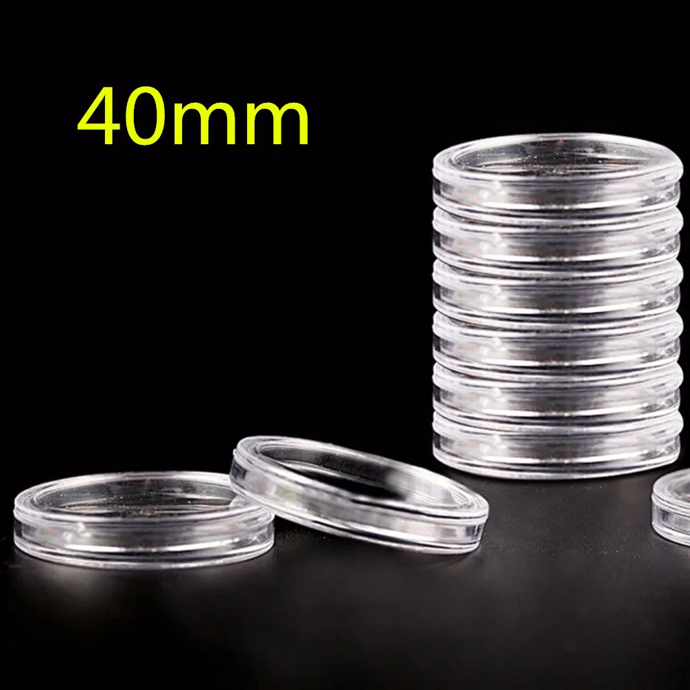40mm 10pcs PlumHOME 10PCSCoin коробка коллекция витрины 30 мм прозрачный круглый в штучной упаковке держатель для монет пластиковые капсулы - Цвет: 40mm 10pcs