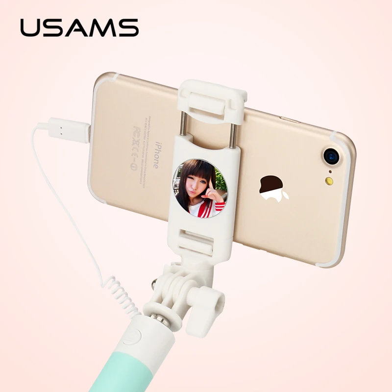 Селфи палка USAMS проводной выдвижной ручной монопод Штатив селфи зеркало для iPhone 4