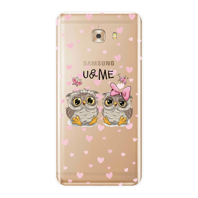 Чехол для Samsung Galaxy C5 C7 C8 мягкий силиконовый чехол-накладка C9 Pro сова луна сердце