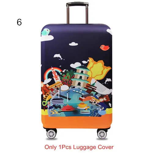 6 Luggage Cover Защитный чехол для багажа для женщин и мужчин, эластичный тканевый чехол для чемодана, защита для багажа, пылезащитный чехол, органайзер, аксессуары для путешествий - Цвет: 6 Luggage Cover