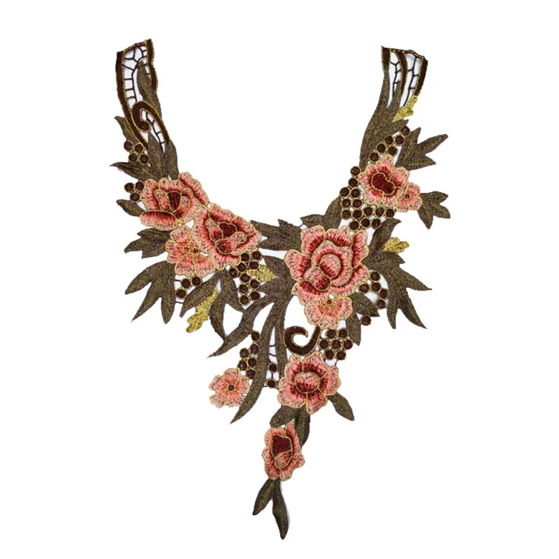 Новинка вышивка 3D в виде Розы воротник вырез аппликация сделай сам Декор куртка