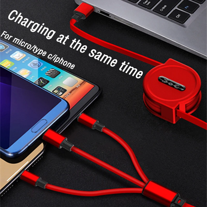 1 2 м 3 в Выдвижной Usb кабель для зарядки Type c Xiaomi Redmi Note 7 Samsung A8 A9 2018 зарядное