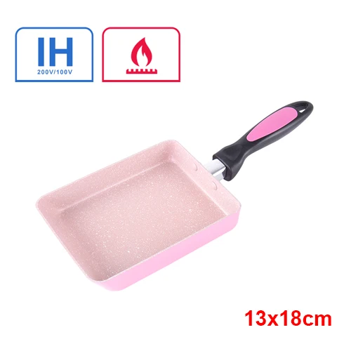 Pink 13x18cm Justcook 13x18/15x18 см тамагояки яичная сковорода для рулетов антипригарные стейки сковороды общего использования для газовой и индукционной плиты - Цвет: Pink 13x18cm