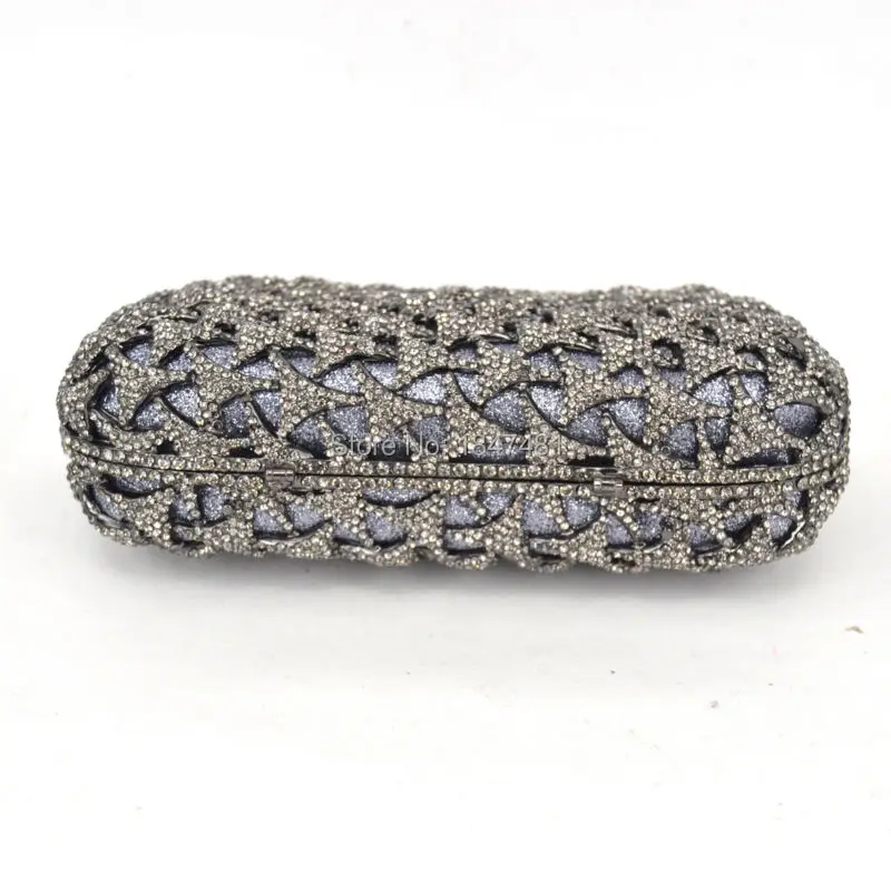 Роскошные серые клатчи с кристаллами и бриллиантами женская вечерняя сумка со