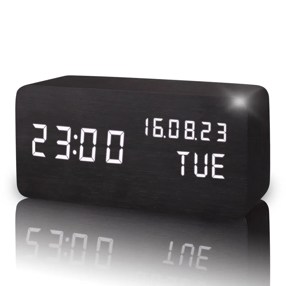 СВЕТОДИОДНЫЕ Деревянные Часы для детей прикроватные будильник голосовое