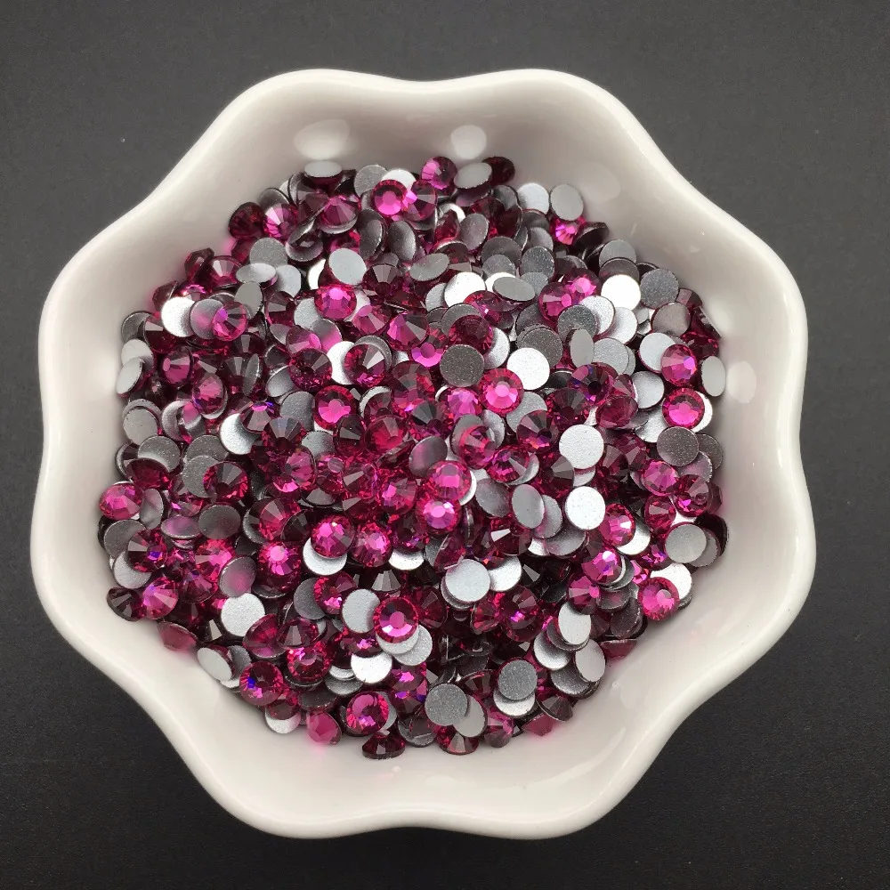 Хорошее качество фуксия плоская задняя часть сделай сам страз кристалл ss3-ss34 без