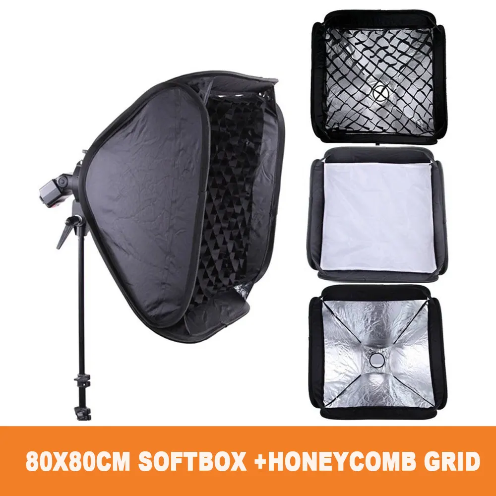 Софтбокс GODOX PRO 80x80 см+ сотовая сетка для вспышки SpeedLight Bowens/Elinchrom Mount
