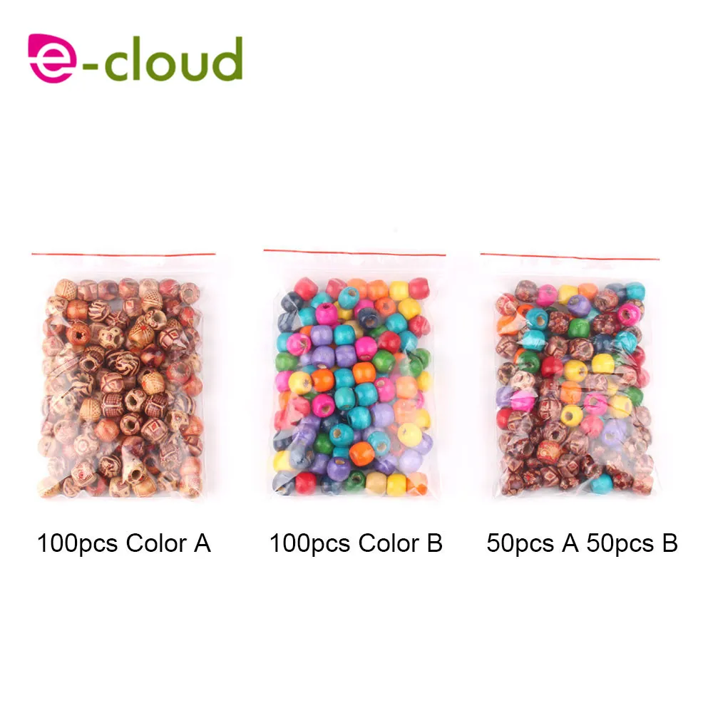 

100Pcs Dreadlock Bead Wooden Hair Beads Braiding Big Hole Dreadlock Bead Ring Tubes For Braiding Hair Extension Accessories