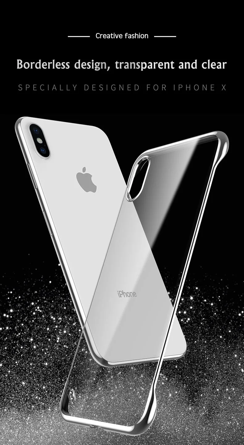 Бескаркасное прозрачное покрытие чехол для телефона для iPhone 11 Pro XS MAX XR X модный Ультра тонкий прозрачный жесткий чехол для iPhone 7 8 6 6S P