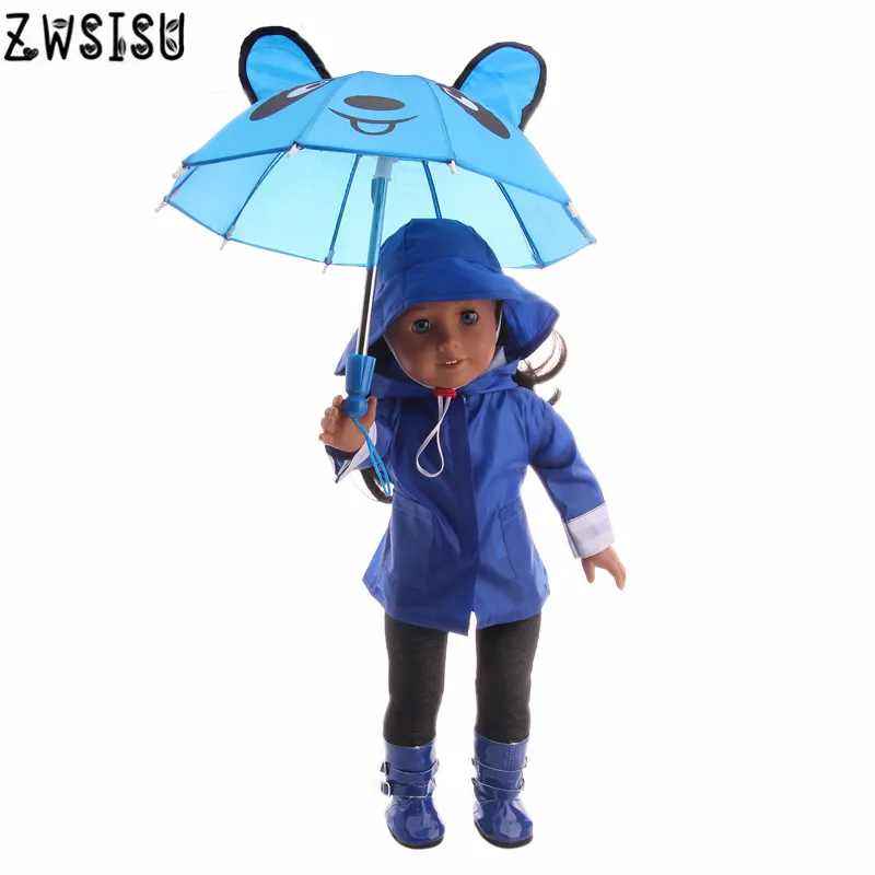 Кукольная одежда Rainset 6 шт. плащ+ футболка с короткими рукавами+ штаны+ Шапки+ туфли+ зонт подходит 18 дюймов американская кукла& 43 см для ухода за ребенком для мам Кукла-младенец аксессуары