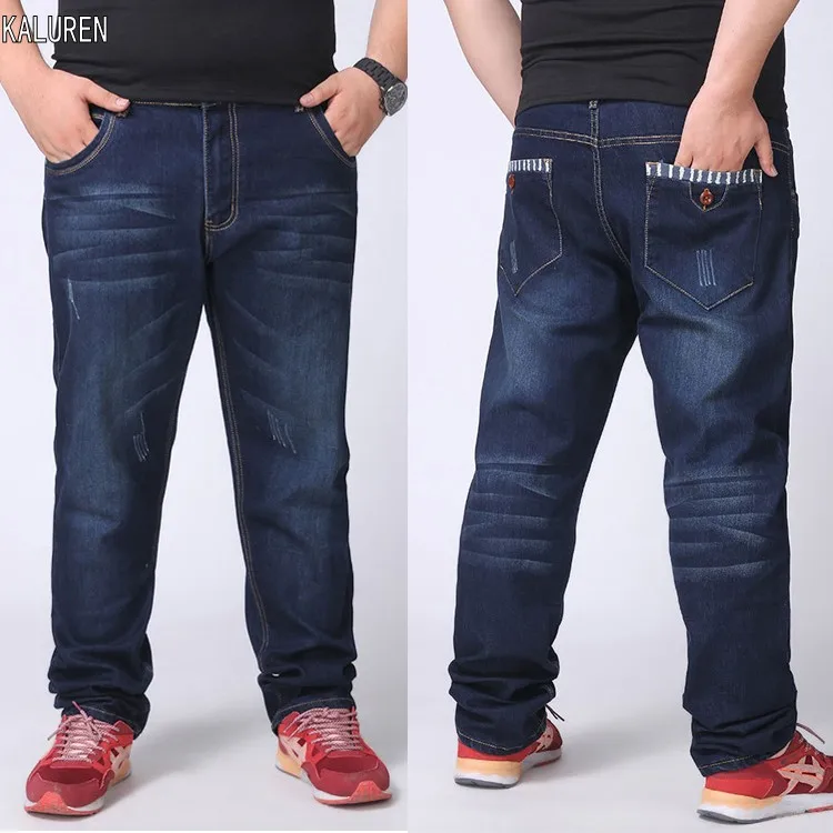 

Top Free shipping men straight jeans male plus size 28-48 slim long trousers loose man hiphop pants extra large hip hop