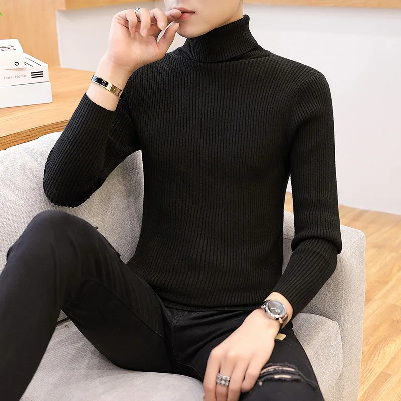 103 black Winter Cashmere Thick Warm Sweater Men Turtleneck Brand Men's Sweater Slim Fit Pullover Men Knitwear Male Double Collar Sweaters - Цвет: 103 black