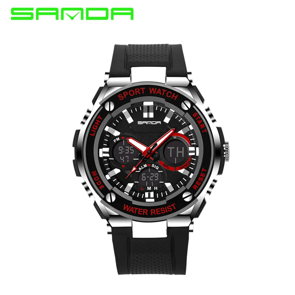 Часы наручные SANDA мужские спортивные в стиле милитари модные светодиодные