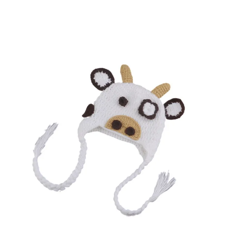Вязаный крючком костюм Crazy Cow для новорожденных детские длинные плетеные шапочки