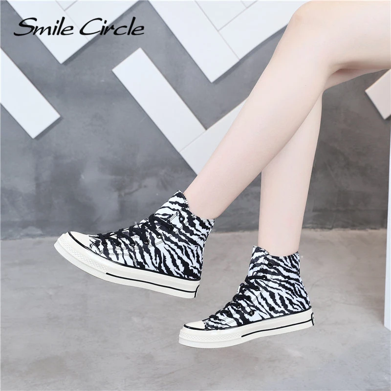 Smile Circle/; сезон весна; разноцветная обувь на плоской платформе; женские модные парусиновые кроссовки с высоким берцем; женская повседневная обувь на шнуровке