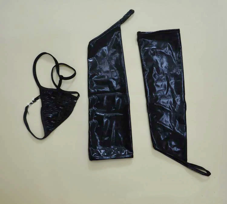 Хит продаж пикантные черные сапоги Искусственная кожа латексный Мишка нижнее