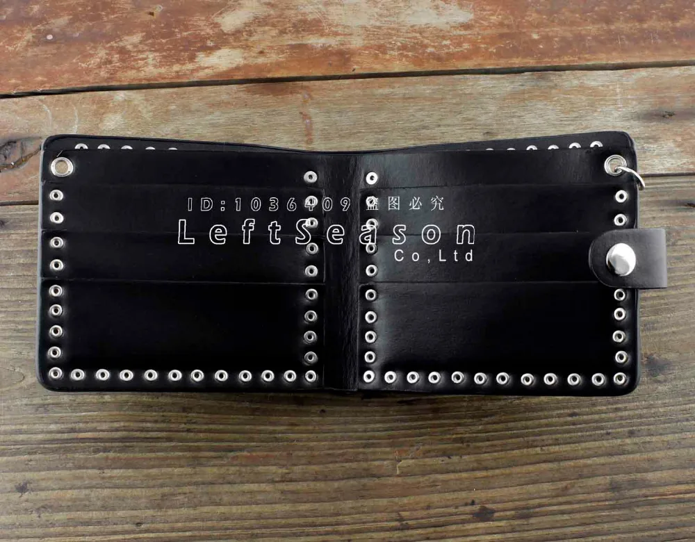 Мужской кожаный кошелек для мальчиков с цепью в стиле панк Мотоцикл Череп шипами