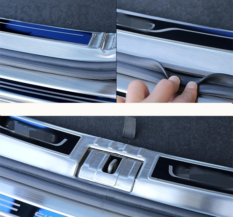 stainless steel Interior Exterior Rear Trunk Bumper Scuff Plate NEW STYLE Car accessories For SKODA KODIAQ 2017 2018 | Автомобили и