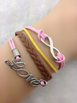 1pcs Bracelet-Ture rope will go on bracelet silver infinity wish -ZA047 min order 10$ | Украшения и аксессуары