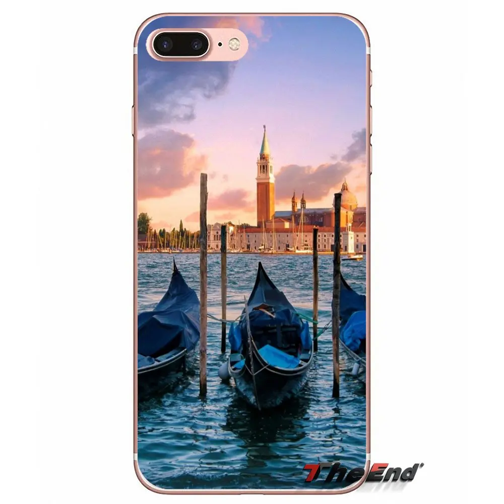Водный город Венеция Италия закат мягкий чехол для iPhone X 4 4S 5 5S 5C SE 6 6S 7 8 Plus Samsung Galaxy