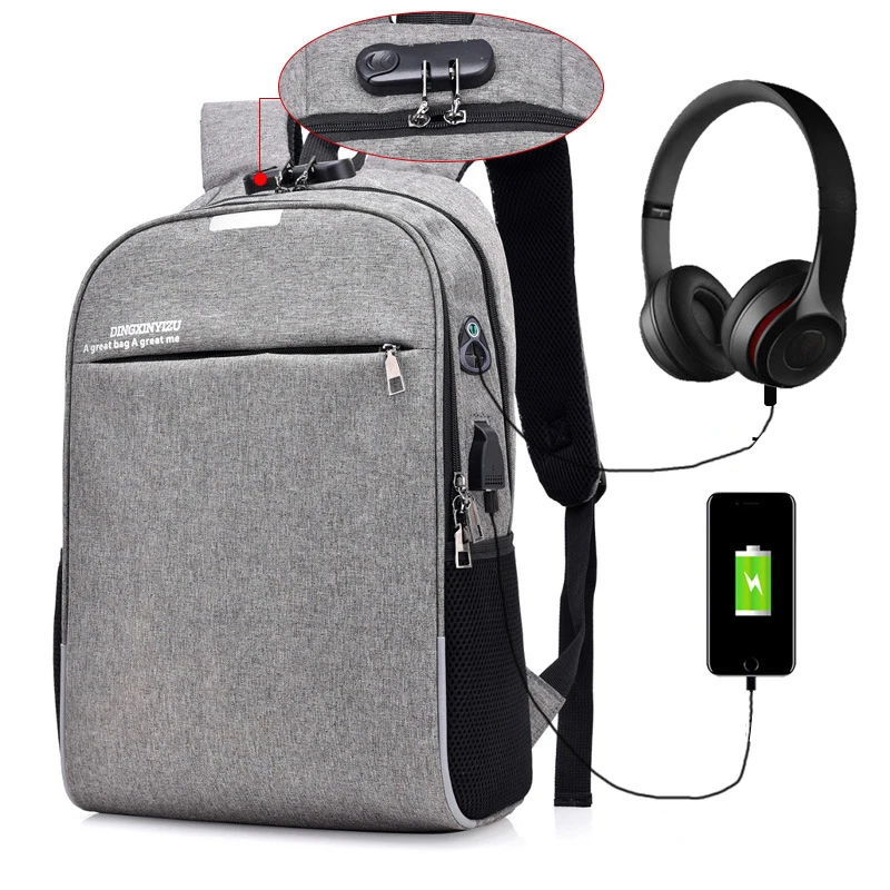 Многофункциональные мужские рюкзаки для ноутбука 15 дюймов с USB зарядкой
