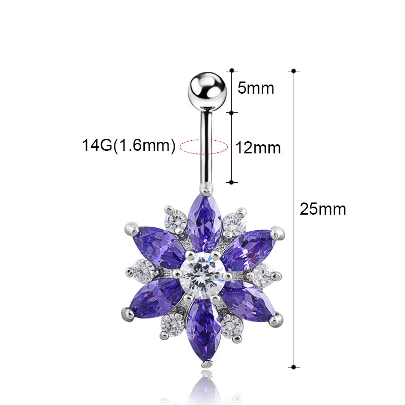 Пирсинг для живота из хирургической стали 14 г 2017 мм|navel piercing chirurgisch staal|chirurgisch staalbelly