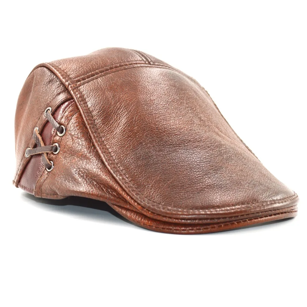 Бейсболка мужская из натуральной кожи брендовый Повседневный теплый берет