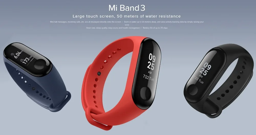 Xiaomi mi Band 3 mi band 3 умный браслет с черным оранжевым синим сенсорным экраном фитнес-трекер для измерения сердечного ритма водонепроницаемый