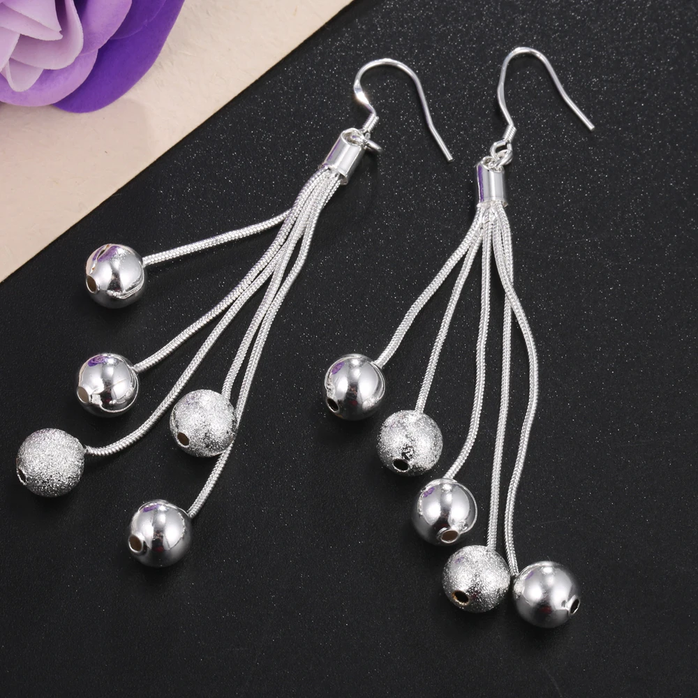 Высокое качество Серебряные кисточки длинные пять блестящих цепей бусины скраб