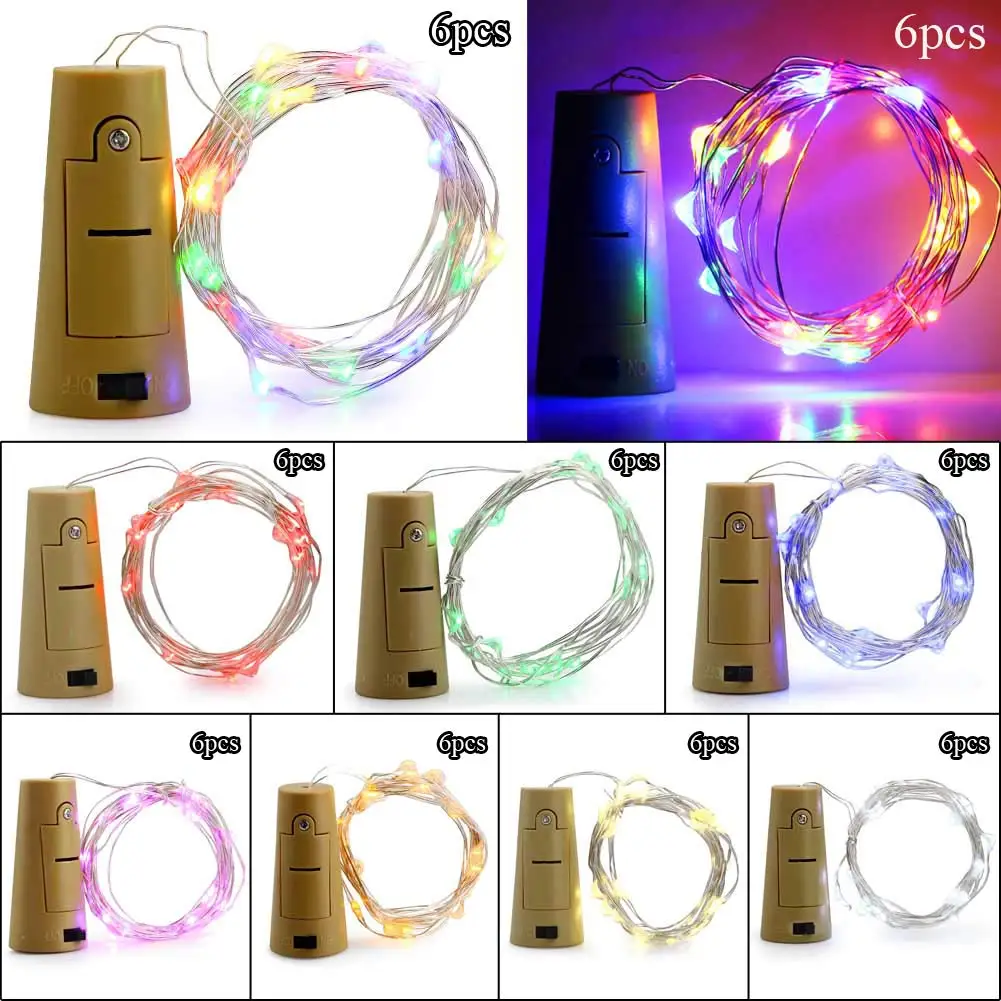6Pcs/set 2M 20 LED Wine Bottle Cork String Light Christmas Wedding Party Decor Copper Fairy Starry Lamp G6 | Освещение