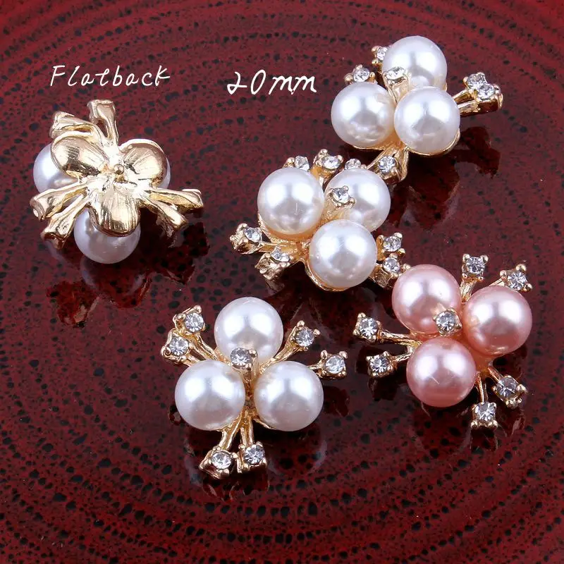 30PC 20mm Handmade Vintage Metal Decorative Buttons Crystal Pearl Flower Center Alloy Flatback Rhinestone Craft Supplies | Дом и сад